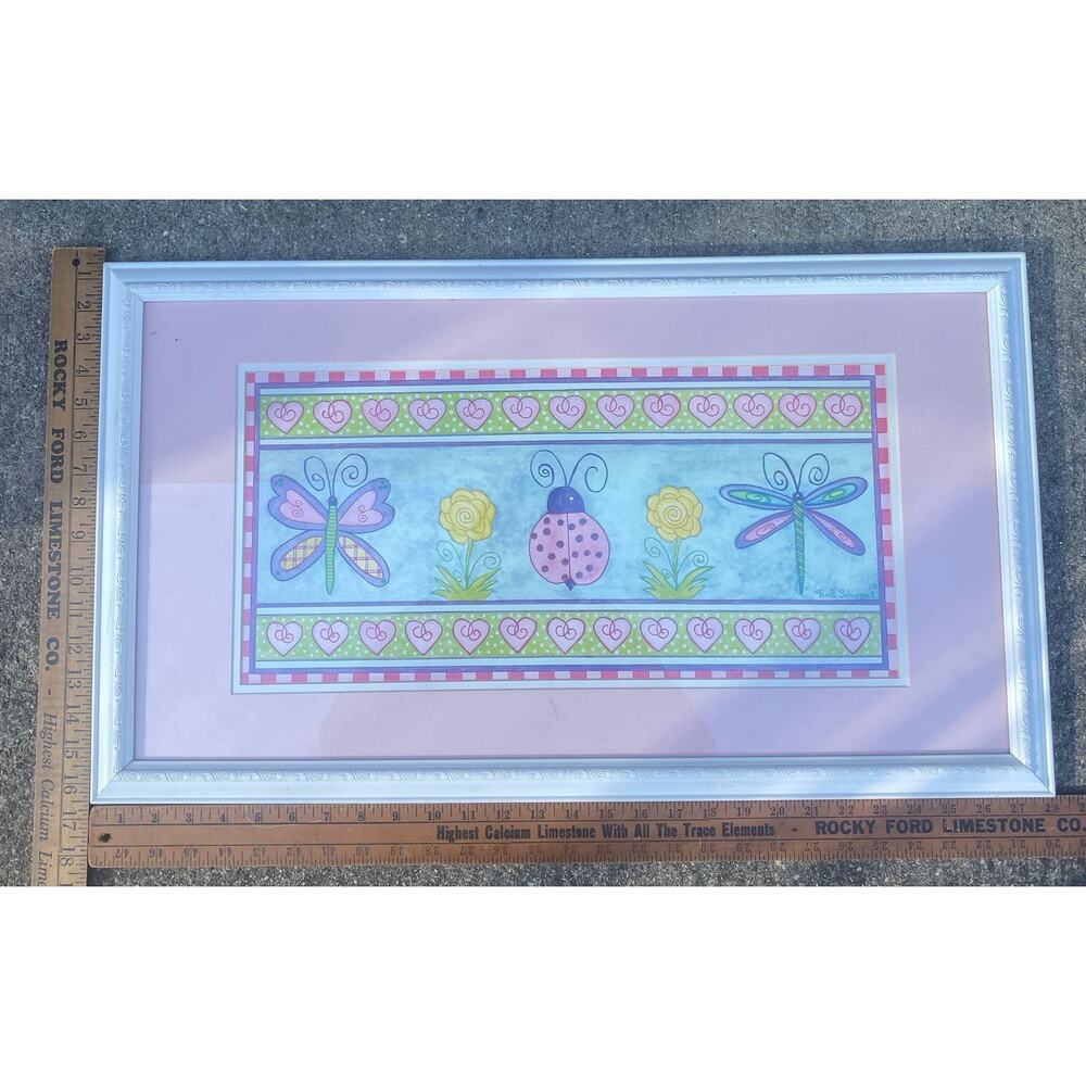 Butterfly,  sunflower ladybug & mosquito children boarders framed art print - Picture 5 of 5